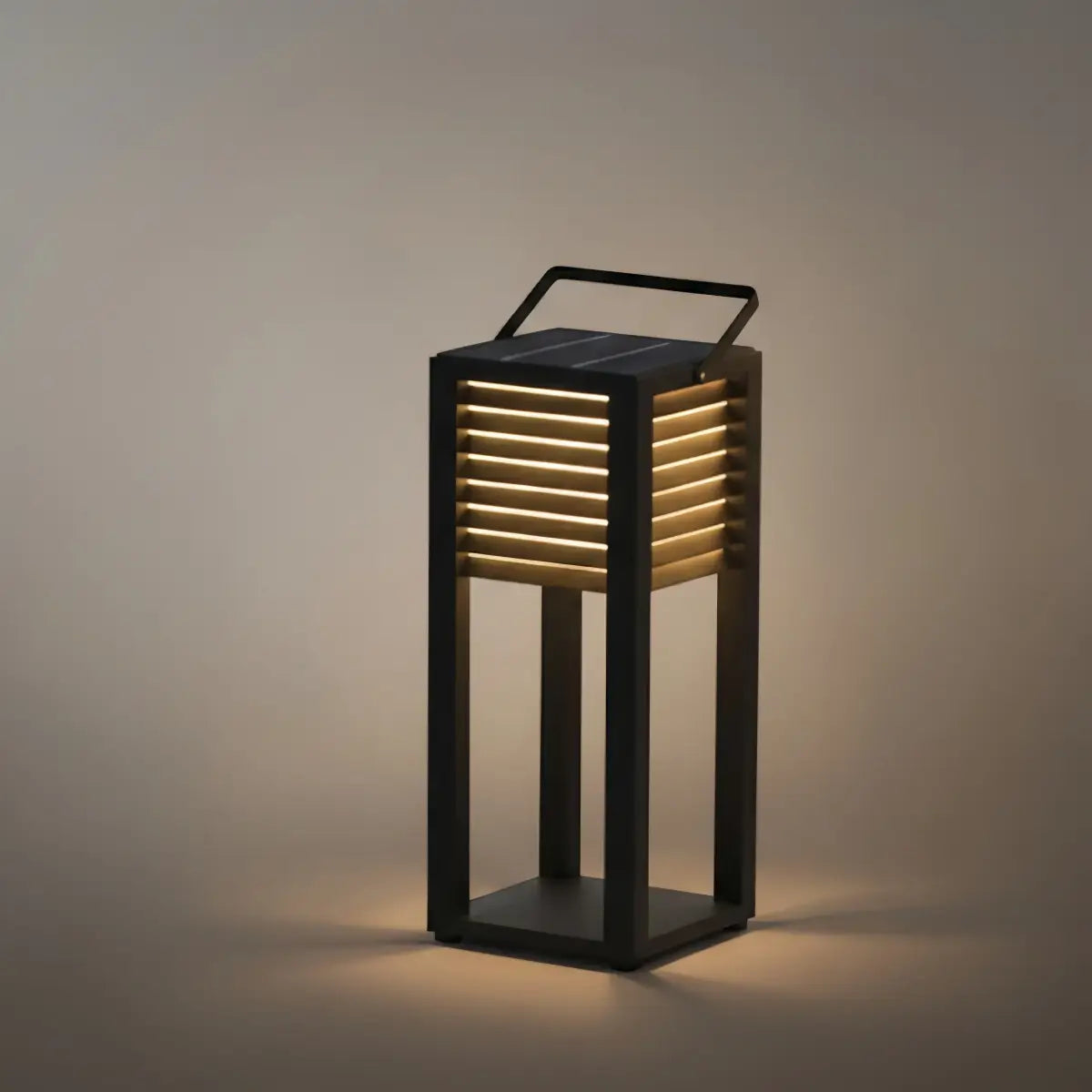 Irondale Modern Solar Outdoor Floor Lamp – Rectangular Black Lantern Light Garden/Patio